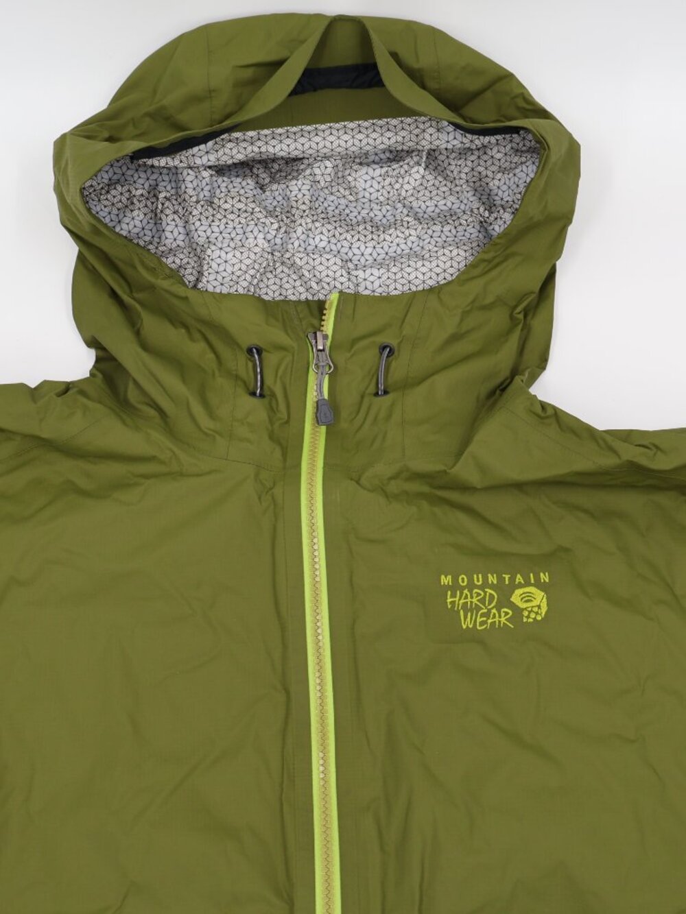 Mountain Hardwear Windbreaker Jacket Mens Large Olive Green Hooded Full Zip - Picture 2 of 6